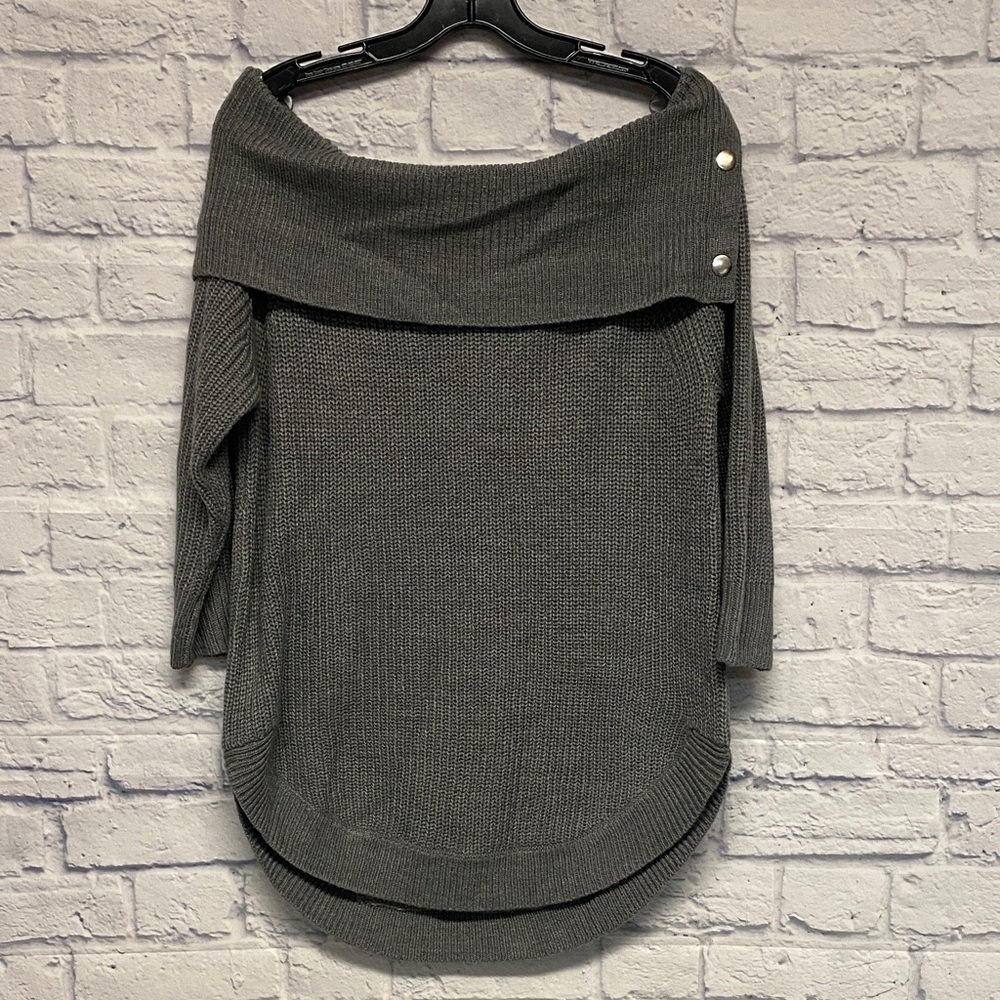 SOHO Jeans New York & Company Charcoal Off-Shoulder Sweater Size Large